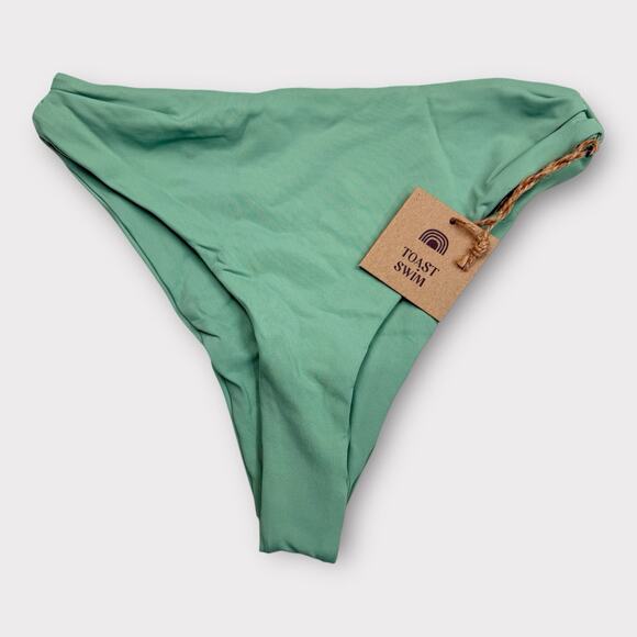 Free People‎ x Toast Signature Cinch Bikini Bottom XS Ming Green Cheeky NWT - Picture 1 of 7